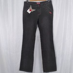 Vintage Lady Enyce Natural Indigo Dyed Wings Zip Back Black Jeans